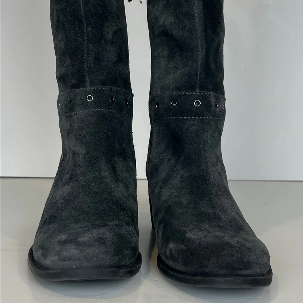 Vince Camuto Bestan‎ Gray Over-the-Knee Women's Boots Grommet Accents SZ 6.5